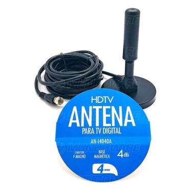 Imagem de Antena para TV Digital 4dBI Interna e Externa HDTV uhf vhf Base Magnética à Prova d'água Cabo 4 mts