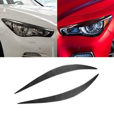 Imagem de FINMOKAL 2 Peças De Luz De Cabeça Frontal Reequipamento De Pálpebra Para Infiniti Q50 13-20 Fibra De Carbono Preto, Fibra De Carbono