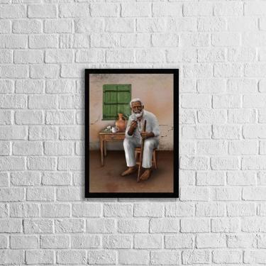 Imagem de Quadro Umbanda Preto Velho 33X24Cm Moldura Preta