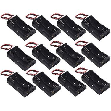 Imagem de WAYLLSHINE Caixa de suporte de bateria AA de 12 peças, 2 x 1,5 V, 2 suportes de bateria AA com fios condutores