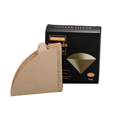 Imagem de Filtros de café crus, filtro de pote filtros de café de cor primária, 1-4 xícaras de filtros de café cônicos papel natural marrom para máquinas de café de despejar e gotejar, 1 pacote de 100