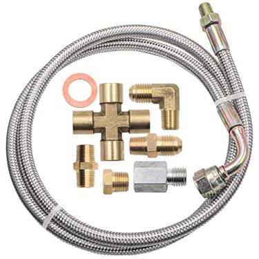 Imagem de Kit de linha de alimentação de óleo turbo AB1 Kit universal de linha de retorno de óleo Kit de linha de drenagem de óleo com 1/8 NPT, 90° 4 an a 1/8 NPT conector para T3, T4, T3/T4, T60, T61, T70, TO4E, TO4B Turbo AB1(Odl07-41")