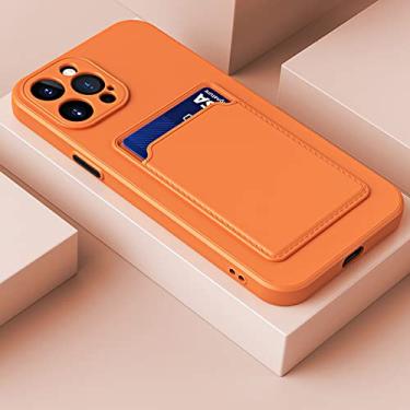 Imagem de Suporte de cartão carteira de silicone para iphone 11 12 13 pro max xs xr x 6 6s 7 8 plus se 3 2022 2020 13 mini capa à prova de choque, laranja, para iphone 7 8
