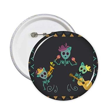 Imagem de Emblema pintado do México Undead Festival com alfinetes redondos para decoração de 5 peças