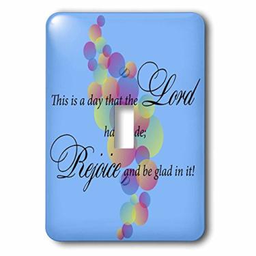 Imagem de 3dRose lsp_180536_1 Design de texto Salmo Verso 24, Círculos pastel coloridos em fundo azul Interruptor de luz