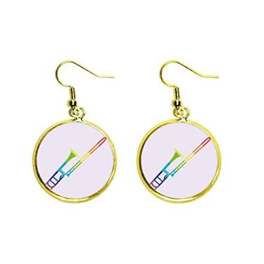 Imagem de Brinco de gota dourada com pingente de orelha de trombone de instrumento clássico de música mulher, metal