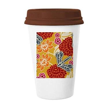 Imagem de Caneca de cerâmica chinesa estilo japonês com estampa de flores da Ásia, copo de vidro para beber café