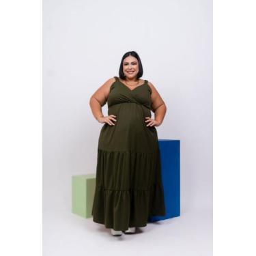 Imagem de Vestido Longo Verde Musgo  - Lakasi Plus Size