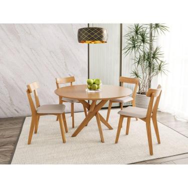 Imagem de Conjunto Mesa Lisboa com 4 Cadeiras Rafa Espresso Móveis Nozes