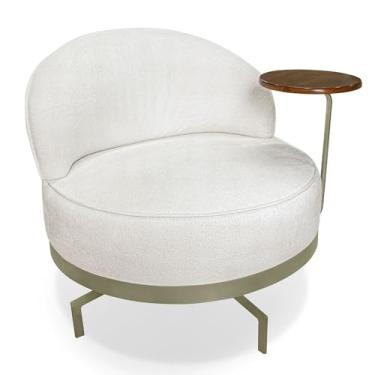 Imagem de Poltrona Decorativa Andromeda Linho Bouclê Base Giratória de Ferro - Pallazio