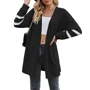 Imagem de Casaco Suéter Feminino, Elegante, Respirável, Manga Comprida, Casual, Midi, Longo, Casaco Macio para Trabalho Em Casa, Encontros (XXL)
