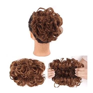 Imagem de Mulheres Bun Scrunchies Extensões de cabelo cacheado bagunçado coque updo peruca chignons pentes fáceis de esticar grampo em extensões de rabo de cavalo para mulheres Pão (Color : Q8-12)