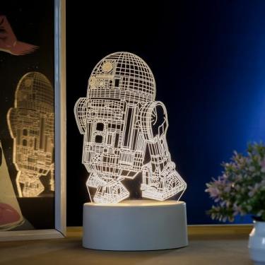 Imagem de PopLumos - Luminária led 3d, abajur de mesa,star wars, R2D2