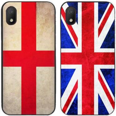 Imagem de 2 peças retrô bandeira do Reino Unido impressa TPU gel silicone capa de telefone traseira para Alcatel Series (Alcatel 1B 2020)