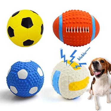 Imagem de Bola estridente para cães, bola de cachorro estridente, brinquedos interativos para mastigar som buscar brincar para cães ou gatos pequenos, bola de futebol vôlei bola de rúgbi (bolas esportivas - 4