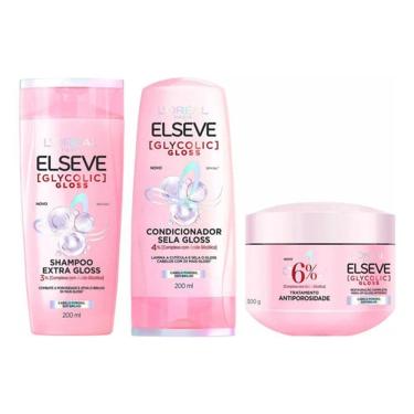 Imagem de Kit Elseve Glycolic Gloss Shampoo + Condicionador + Máscara