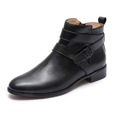 Imagem de Mona flying Chinelo feminino casual de plataforma plataforma de couro, Preto-63, 37 BR