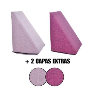 Imagem de Kit 2 Almofada Triangular Encosto Espuma Antirefluxo Apoio Costas Anatômico Leitura + Capa Extra-Unissex