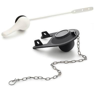 Imagem de Qualihome Kit de substituição de alça de vaso sanitário branco de montagem frontal com kit de substituição universal de 5 cm e corrente de melindrosa de aço inoxidável