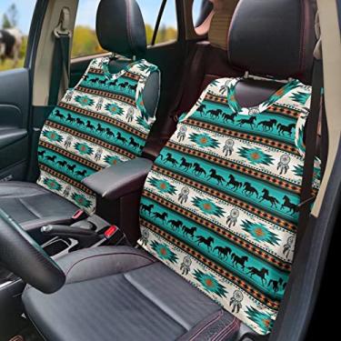 Imagem de GOSTONG Colete de capa de assento de carro com estampa verde estilo boêmio, capa de assento frontal moderna universal acessórios de decoração