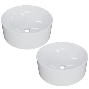 Imagem de Kit 02 Cubas de Apoio Redonda Para Banheiro Lavabo C01 BL34W Branco - Lyam