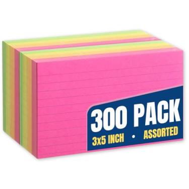 Imagem de 1InTheOffice Index Cards 3 x 5 cores neon pautado, sortidas 300/pacote