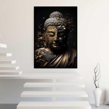 Imagem de Quadro com Moldura Buda Dourado Budda Buddha Vertical Decorativo Grand