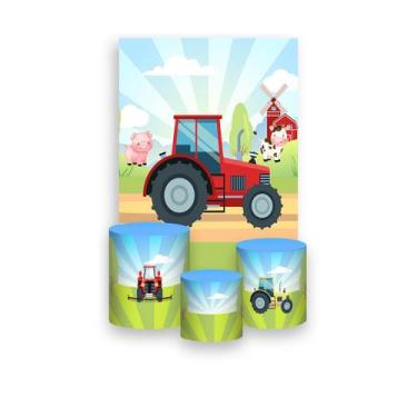 Imagem de Painel De Festa Vertical 1,50 x 2,20 + Trio De Capas Cilindro - Fazend
