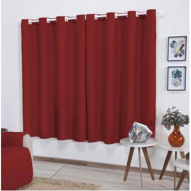 Imagem de Cortina Roma 3,00m X 1,70m Vermelha P/ Varão De Até 2m Sala - Enxovais