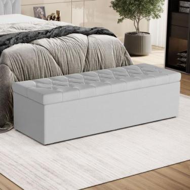 Imagem de Calçadeira Estofada Sagitarius 140 para Cama de Casal Couro Branco Ara