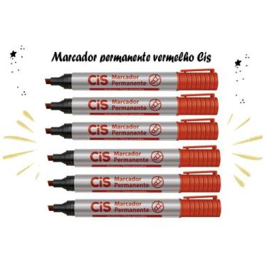 Imagem de Marcador Permanente Cis  Vermelho Kit c/6