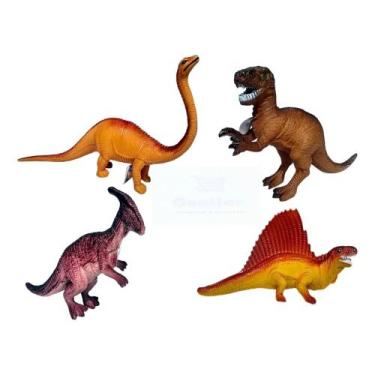 Imagem de Coleção Com 4 Brinquedo Dinossauro Borracha Tamanho Grande. - Toy King