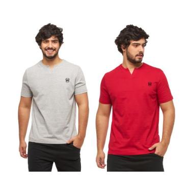 Imagem de Kit com 02 camisetas basicas wooks masculina gola portuguesa - wc3, Ci