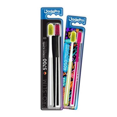 Imagem de Kit Escova de Dente Pro Slim Adulta e Pro Slim Infantil  Cerdas Alemãs