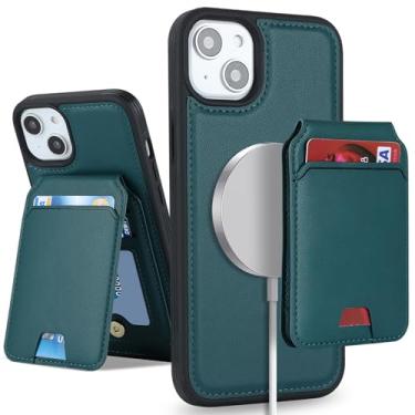 Imagem de SailorTech Capa para iPhone 13 Mini com suporte para cartão de crédito mag seguro, iPhone 13 Mini Phone Leather Case Carteira para mulheres compatível com mag Safe Wallet destacável 2 em 1 para homens