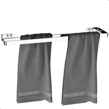 Imagem de Porta Toalha Duplo Toalheiro Suporte Banheiro Cromado Max - STEELDECOR