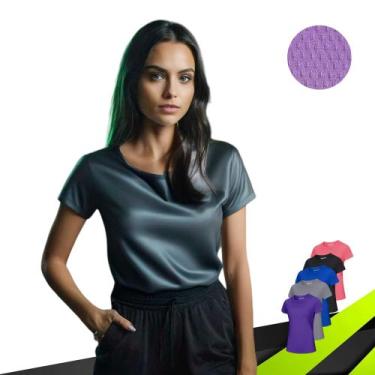 Imagem de CAMISETA Blusa Feminina Camisa Blusinha DRY FIT Tecido Furadinho Acade