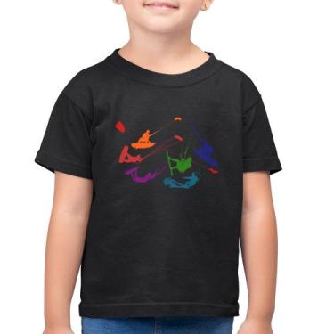 Imagem de Camiseta Algodão Infantil Kite Surf Freestyle - Foca na Moda, Preto, 1