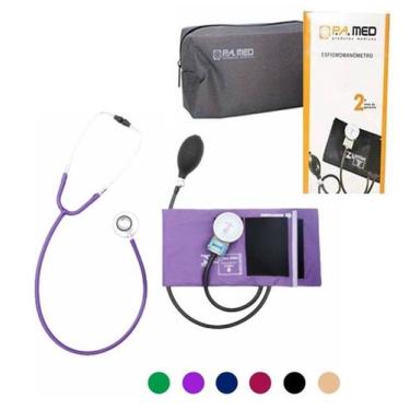Imagem de Kit Esfigmomanômetro + Estetoscópio Duo Bic P.A.MED Roxo com Bolsinha 