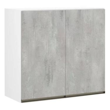 Imagem de Armário Perola 80 cm 2 Portas Luciane, Branco Polar/Concreto