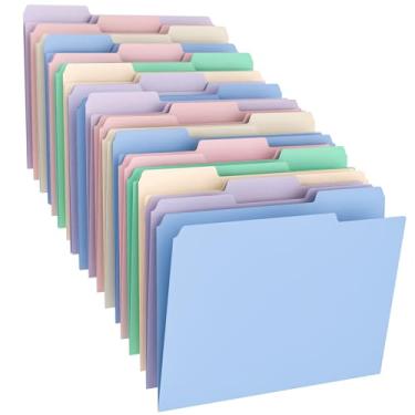 Imagem de Habgp 18 Pastas Manilla 21 x 28 cm, 1/3 abas de corte de 1/3 pastas de arquivo coloridas, tamanho carta, pastas de plástico estéticas, pastas de escritório escolar para documentos de papel