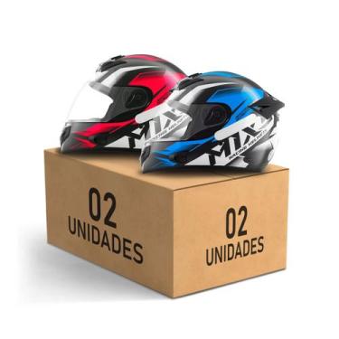 Imagem de Kit 2 Capacetes Mixs MX2 Storm Fechado Moto Masculino Feminino, VERMEL