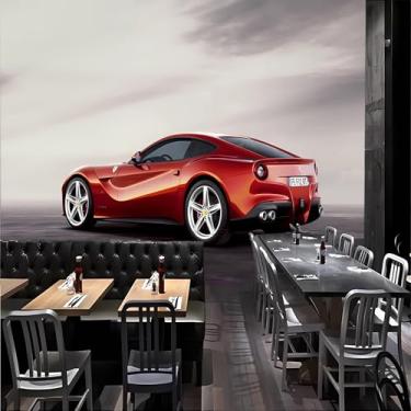 Imagem de Lcythiazole Tamanho personalizável, mural de papel de parede de carro esportivo vermelho clássico, foto de carro HD, adesivo de parede de carro, pintura decorativa de carro, autoadesivo removível