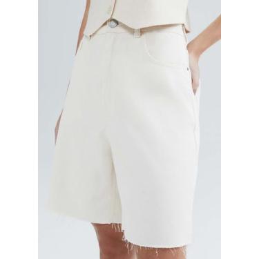 Imagem de Bermuda Feminina Cintura Média Em Sarja - Hering, 046, Off white