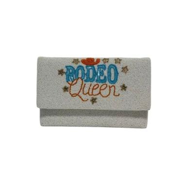 Imagem de Bolsa clutch com contas Rodeo Queen, bolsa transversal com contas de semente, bolsa boho, presente para ela, Cinza prateado com detalhes em azul e marrom