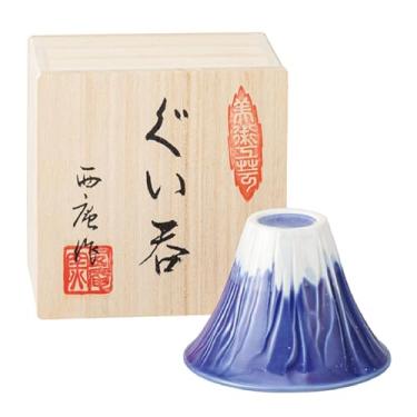Imagem de Waraku Fuuka Copo de saquê japonês Monte Fuji Design Vinho Soju Porcelana Presentes Ochoko (Fuji Azul, 1 Ochoko)
