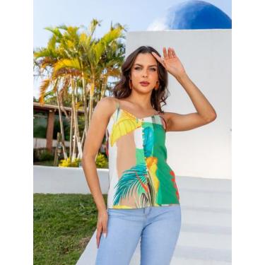 Imagem de Regata Estampada de Alcinha com Botões - Sml Fashion, Feminino, Amarel