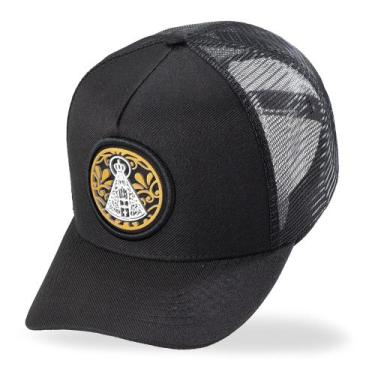 Imagem de Boné Trucker Telinha Country Nossa Senhora Preto Atrevidu's - Atrevidu