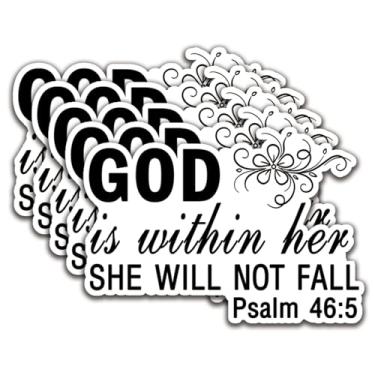 Imagem de (5 peças) God is Within Her She Will Not Faill adesivo cristão adesivo adesivo adesivo impermeável adesivos de vinil adulto para laptop Kindle copo de carro garrafa de água caneca telefone caderno -