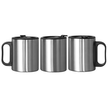 Imagem de Pacote com 5, canecas de café vintage em branco sublimação de aço inoxidável com alça 283 g/300 ml canecas de café para acampamento ao ar livre para caminhada leve equipamento de acampamento para